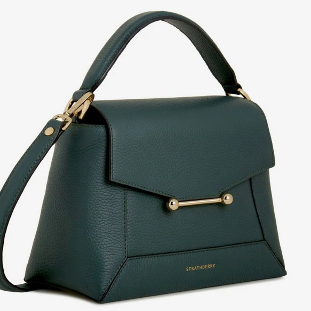 STRATHBERRY MOSAIC MEDIUM SATCHEL/CROSSBODY BAG IN BOTTLE GREEN